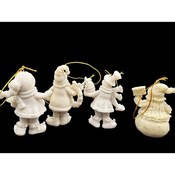 Set Of 4 Vintage Don Mechanic Snow Folk  SNOWMAN /SANTA “Let It Snow” Ornaments - Picture 3 of 5